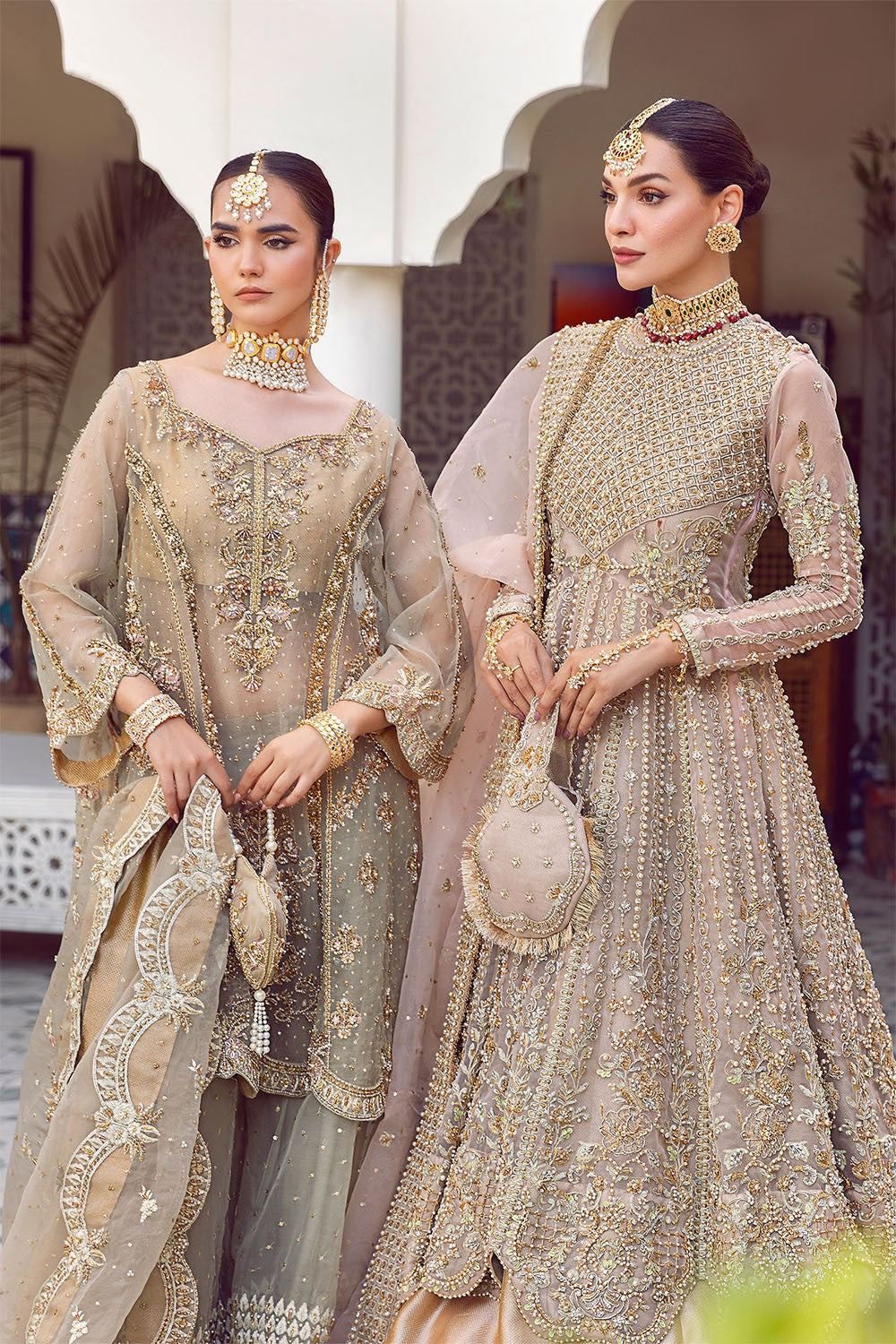 Rani Mehal | Pink Organza Embellished Bridal Lehenga