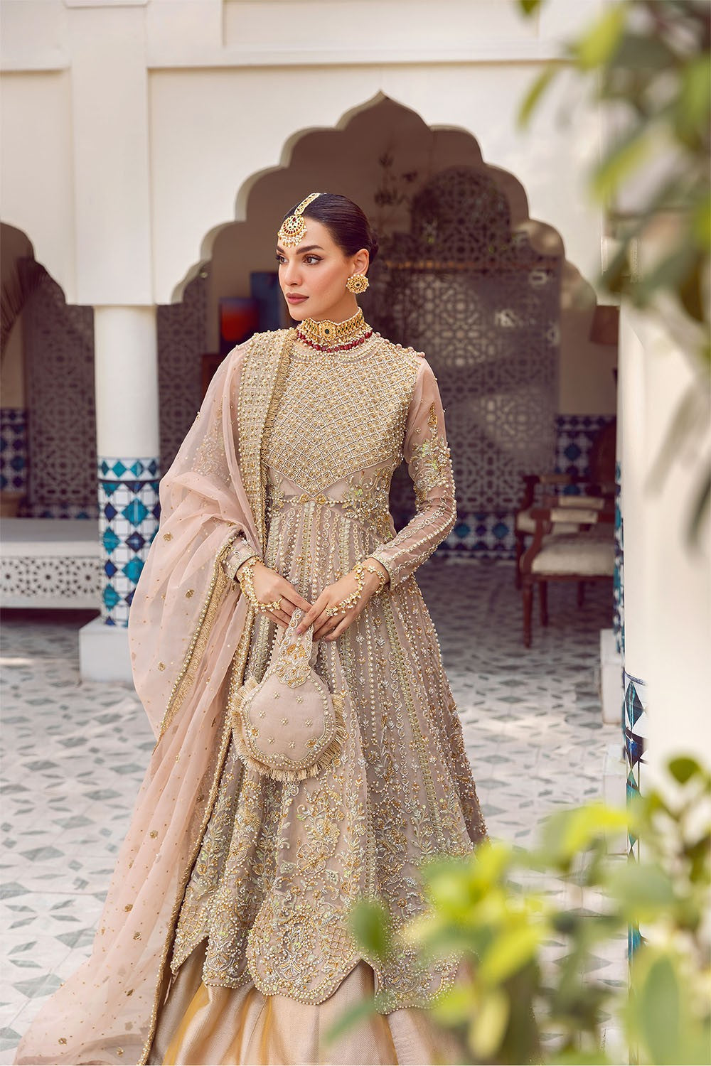 Rani Mehal | Pink Organza Embellished Bridal Lehenga