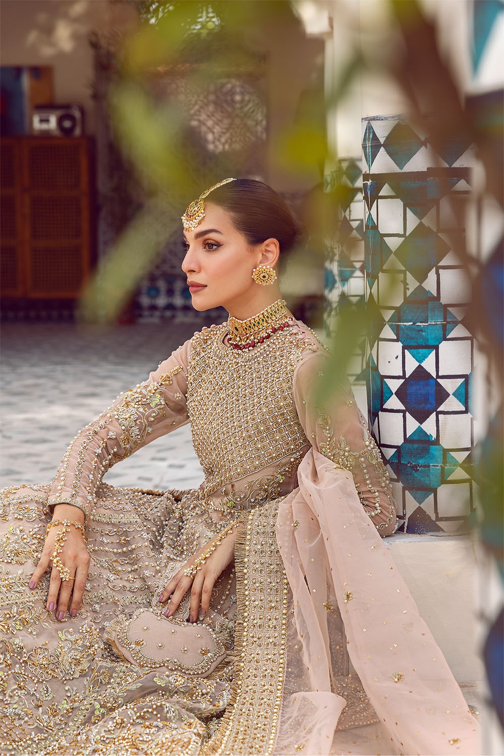 Rani Mehal | Pink Organza Embellished Bridal Lehenga
