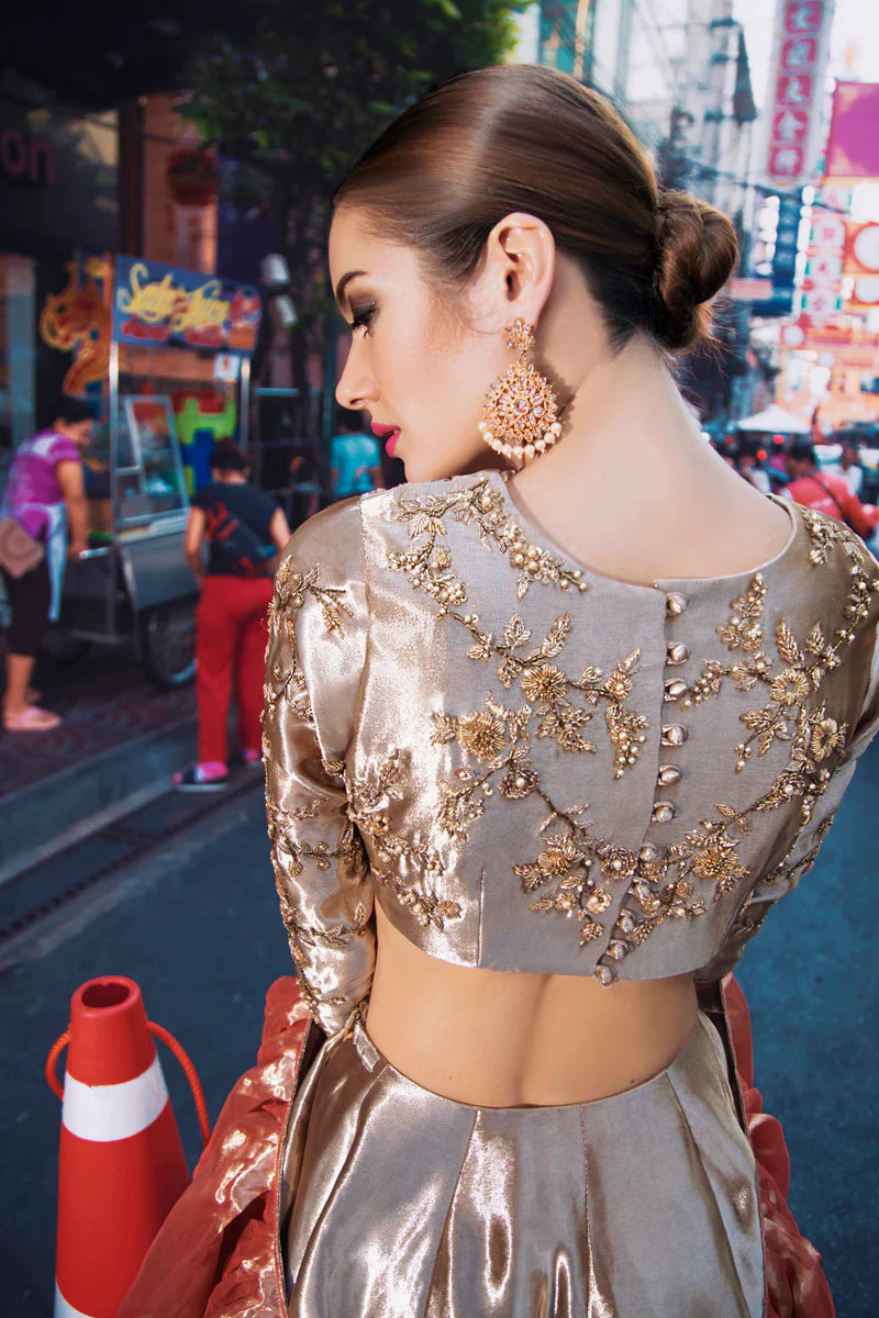 Leur | Brown Silk Embellished Lehenga Choli