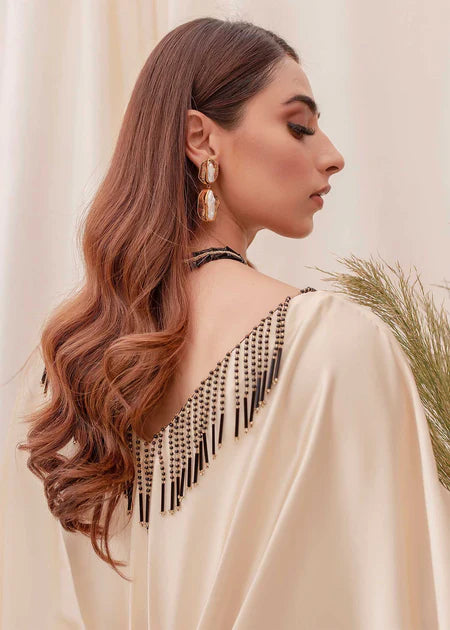 Orchid | Beige and Black Ombre Silk Kaftan