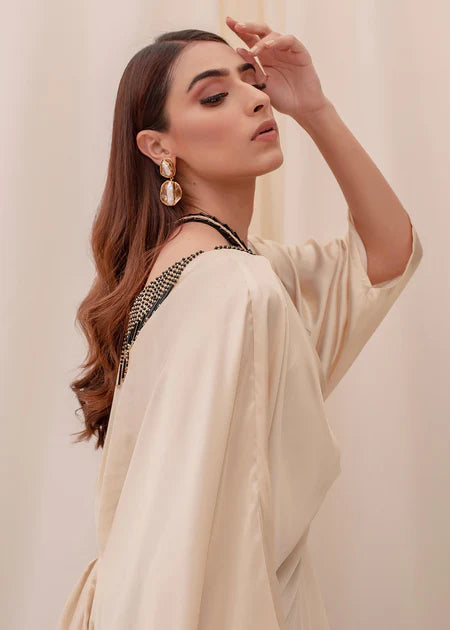Orchid | Beige and Black Ombre Silk Kaftan