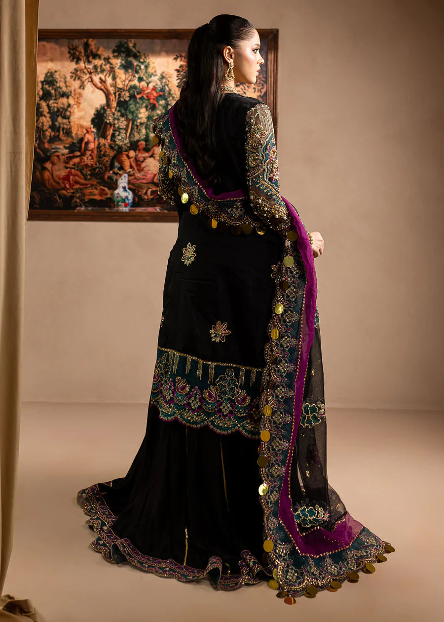 Zumar | Black Embroidered Hand Embellished Sharara