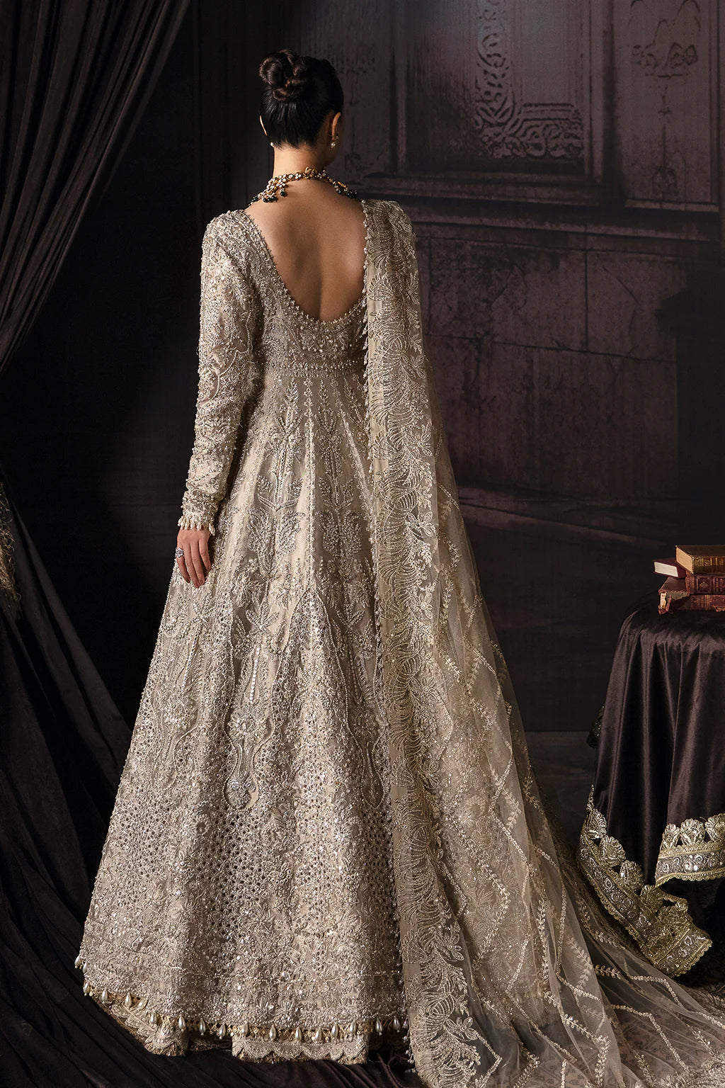 Margaret | Golden Zari Hand Embellished Front Panel Gown