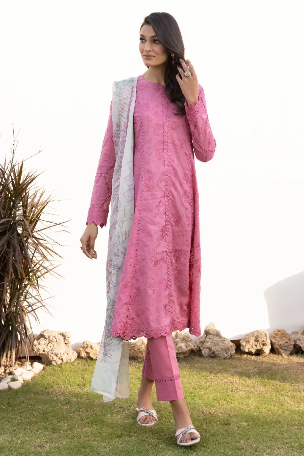Soft Stone | Embroidered Lawn
