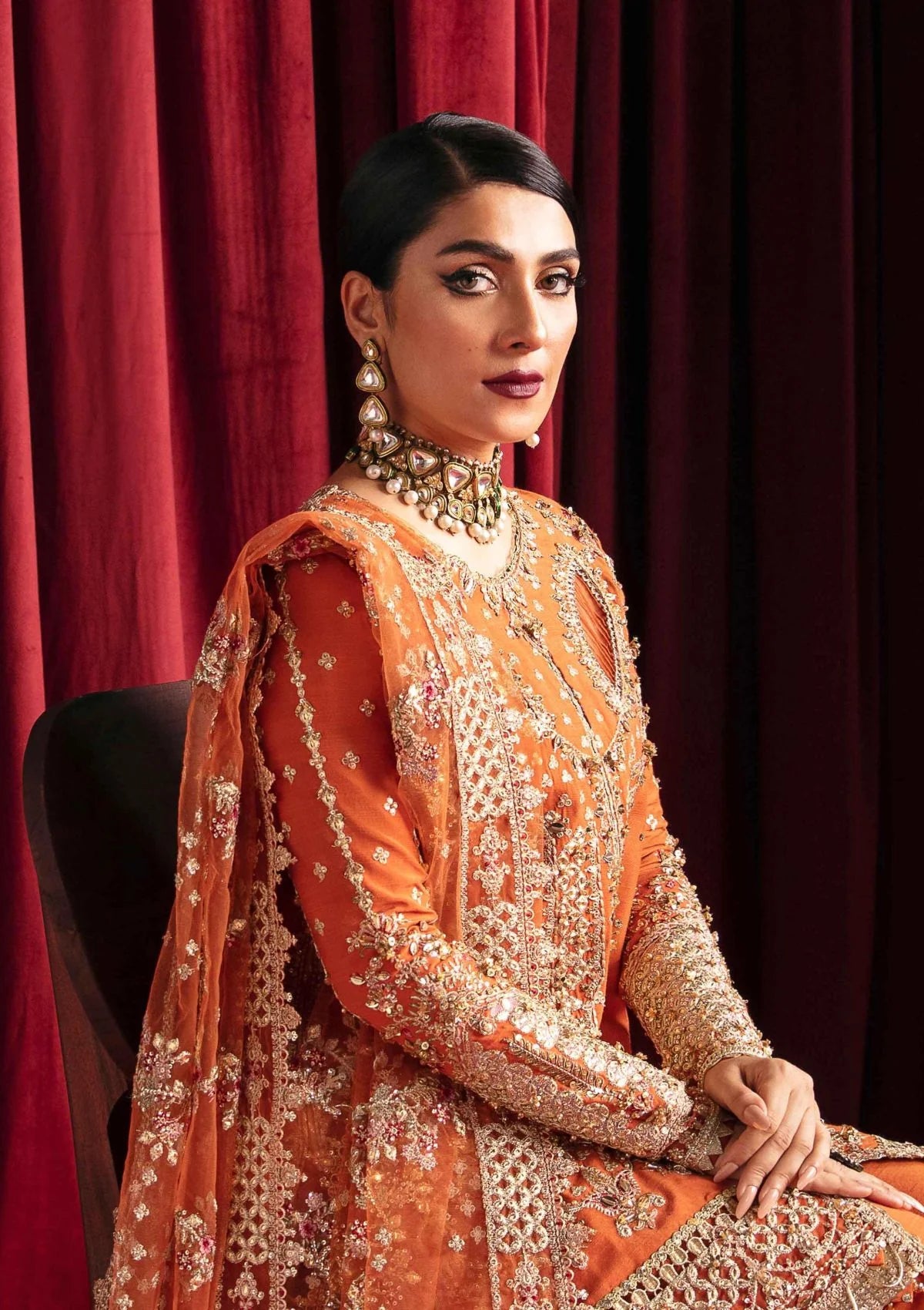 Qalamkar | Gotta Embroidered Sharara