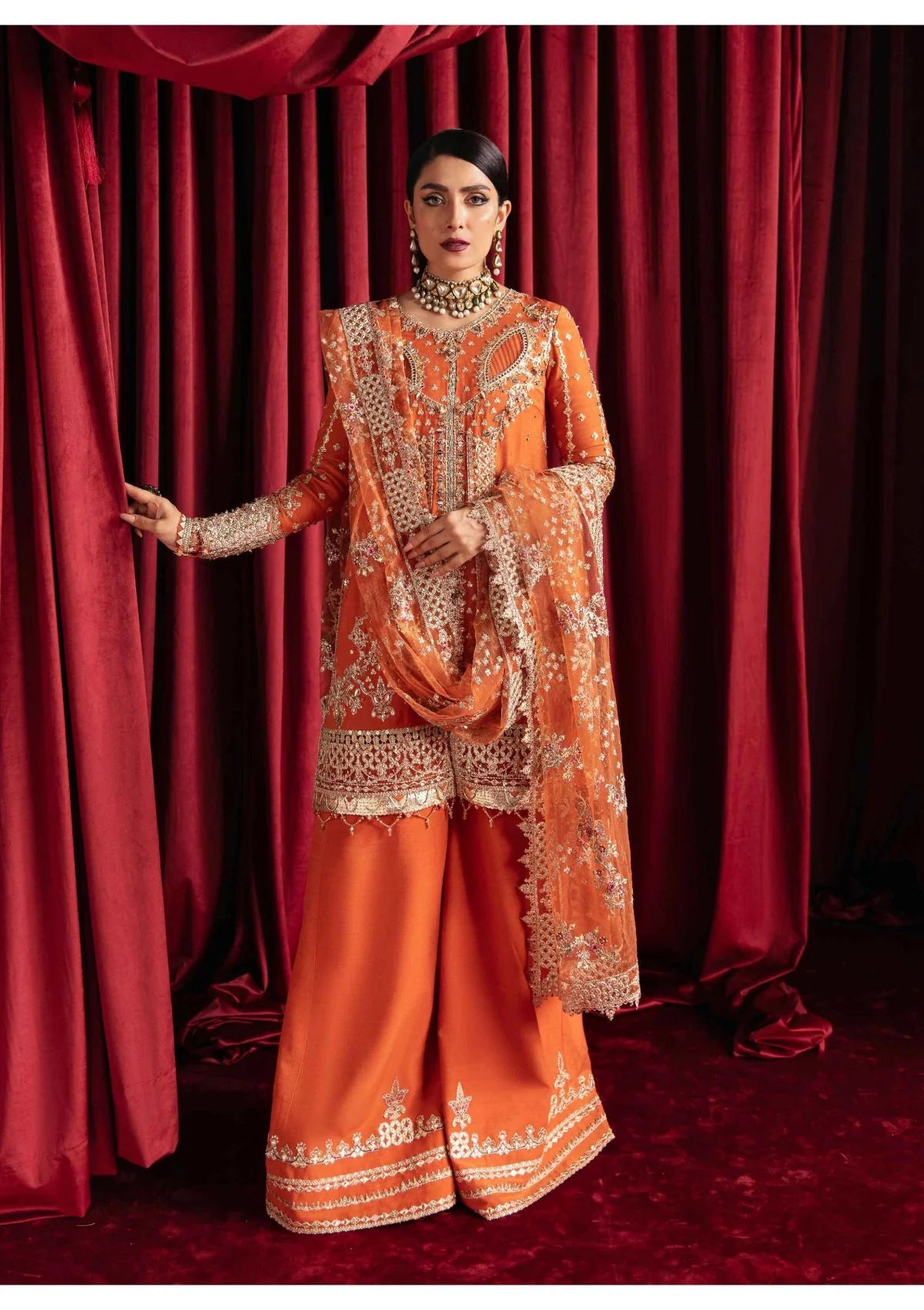 Qalamkar | Gotta Embroidered Sharara