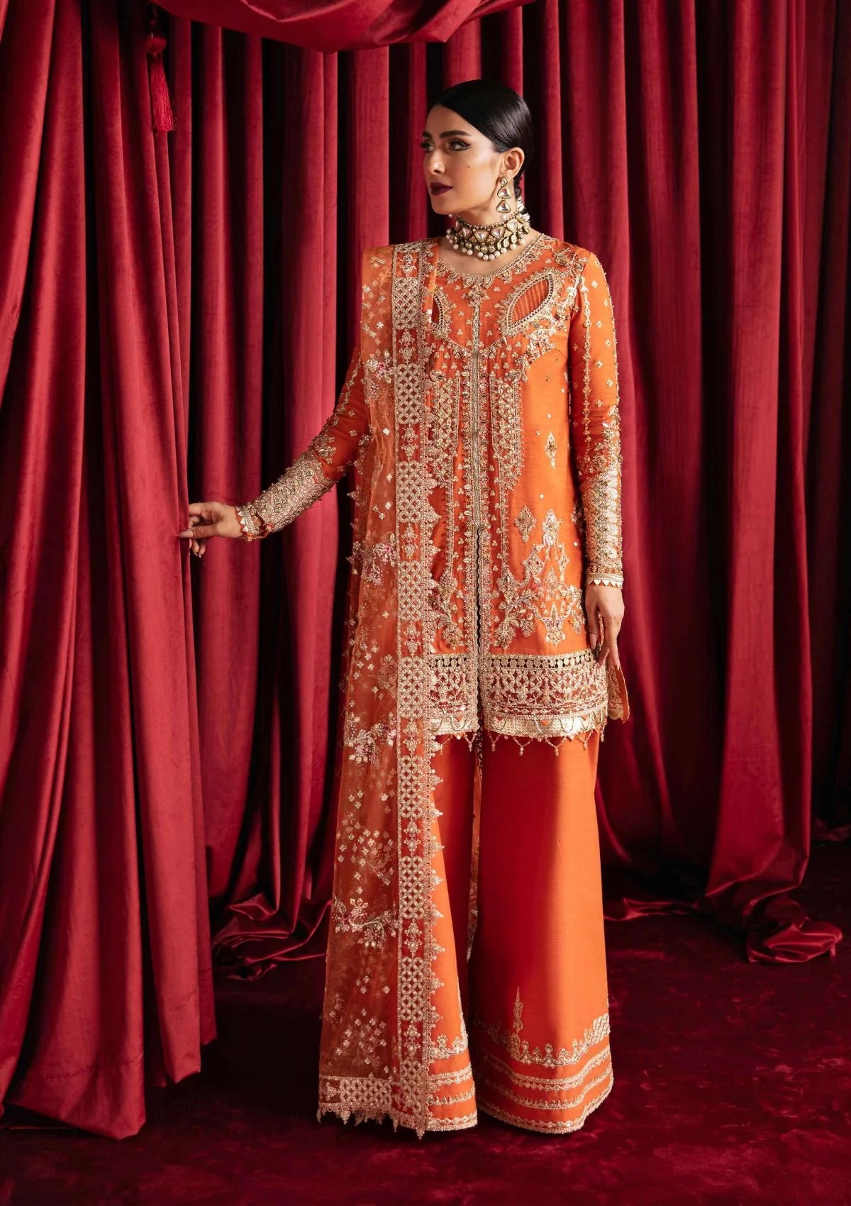 Qalamkar | Gotta Embroidered Sharara