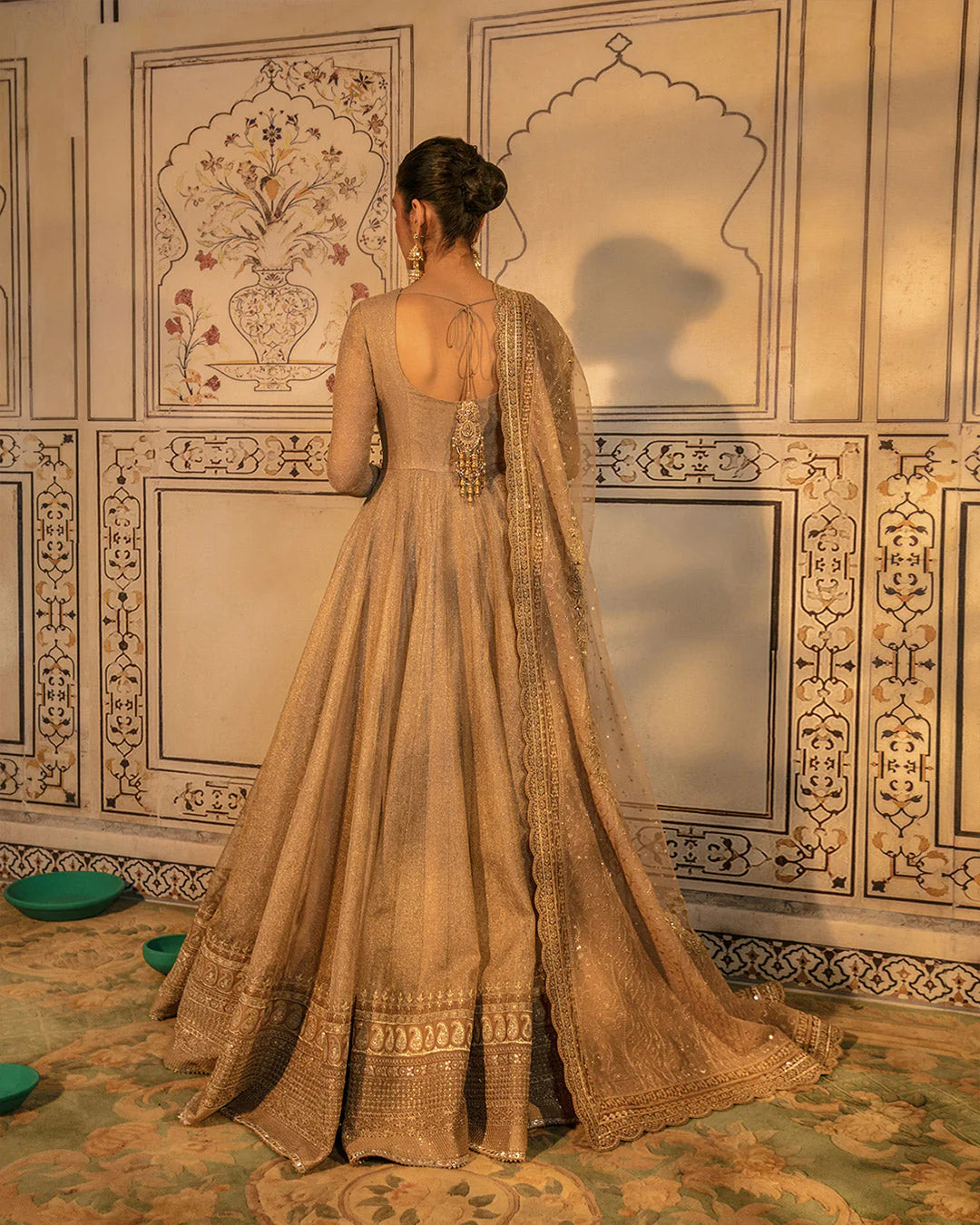 Faiza Saqlain | Embellished Zari Net Pishawas Churidar Dress