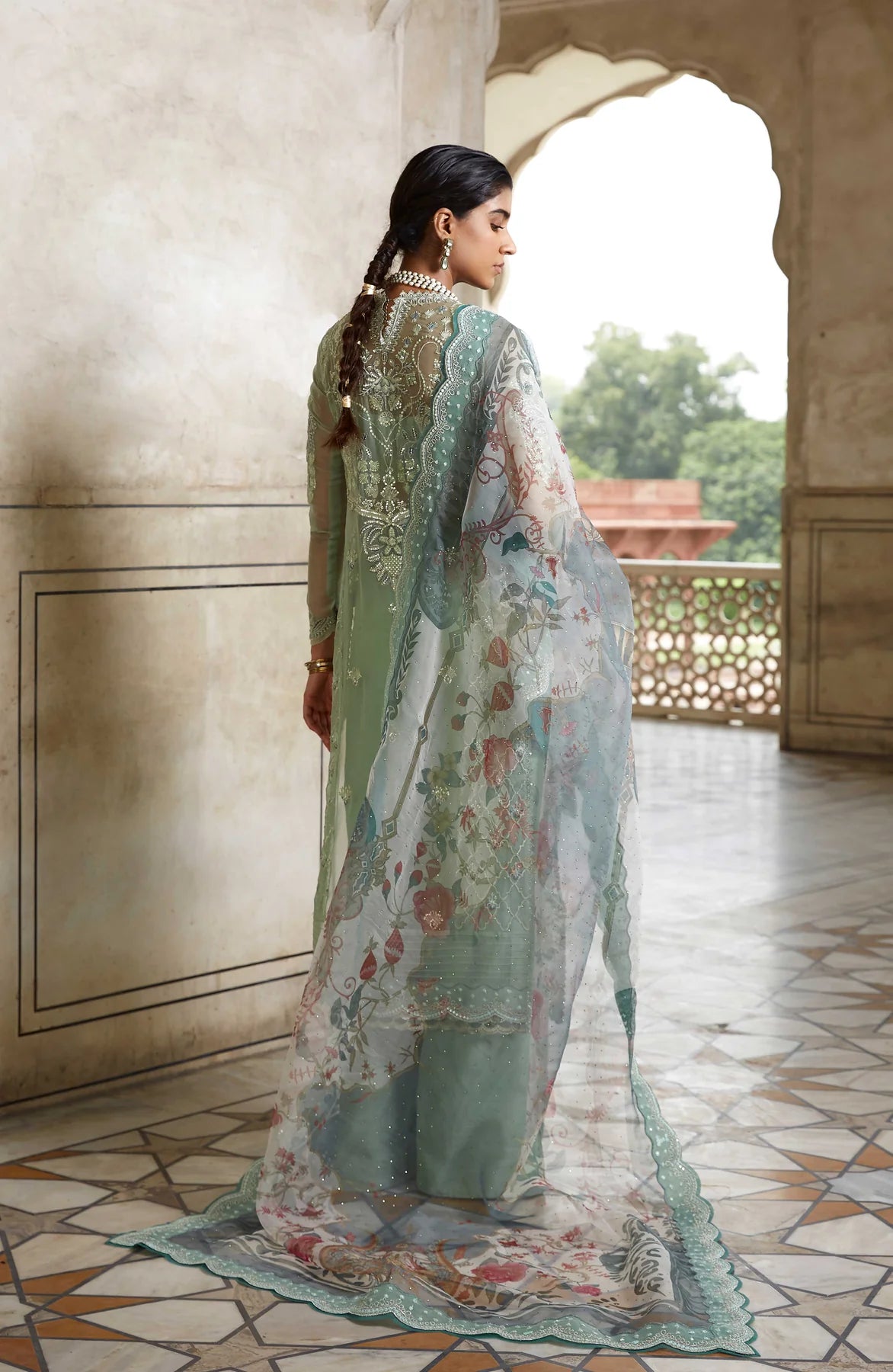 Gulbano | Organza Embroidered Long Shirt