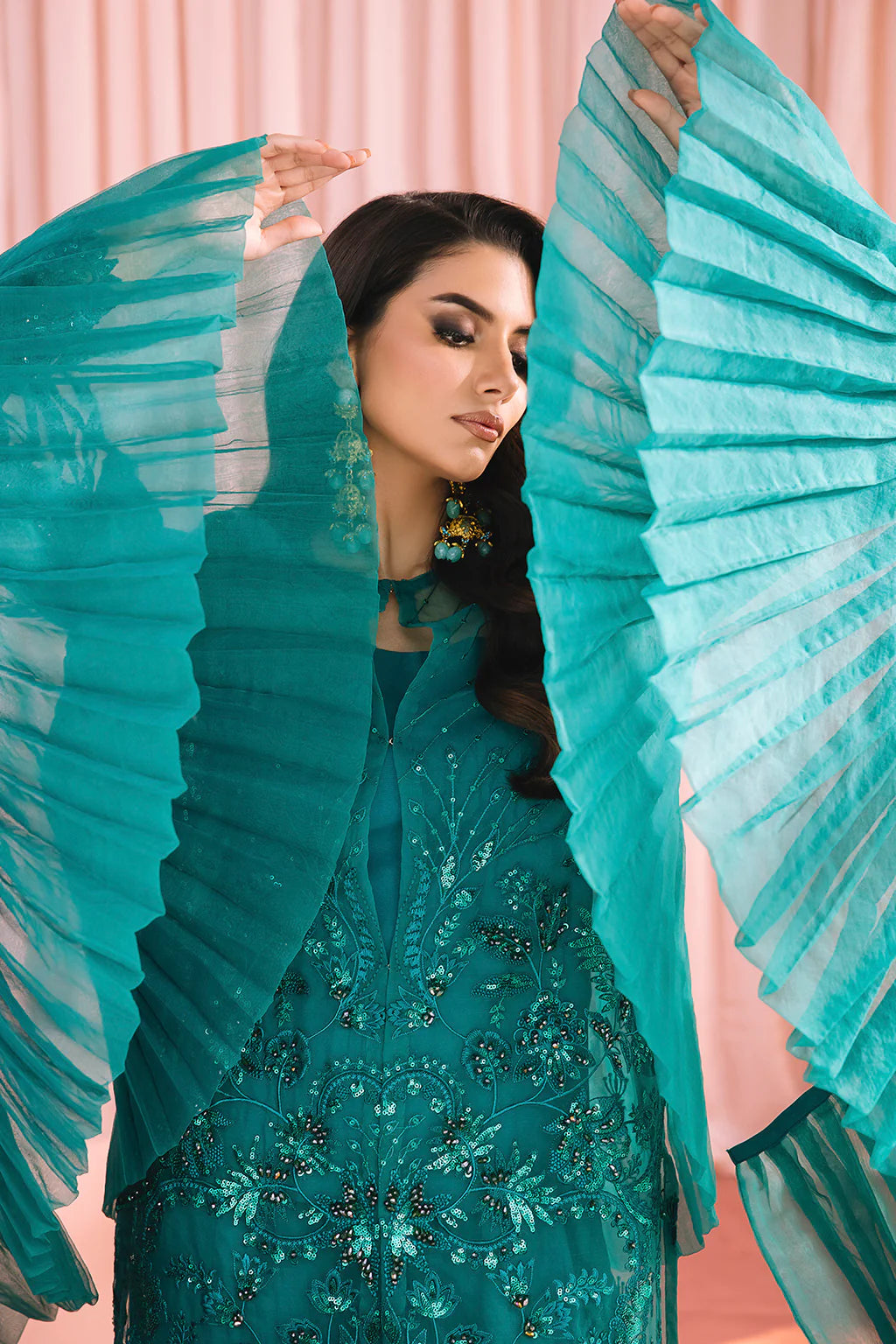 Mia | Festive Embellished Organza Jacket Dress