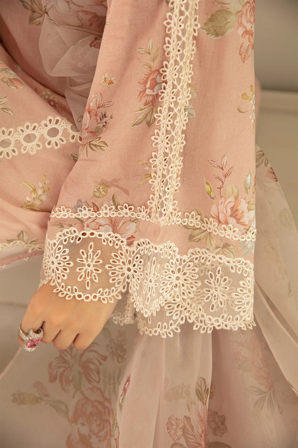Pink Printed Floral Lawn Dress