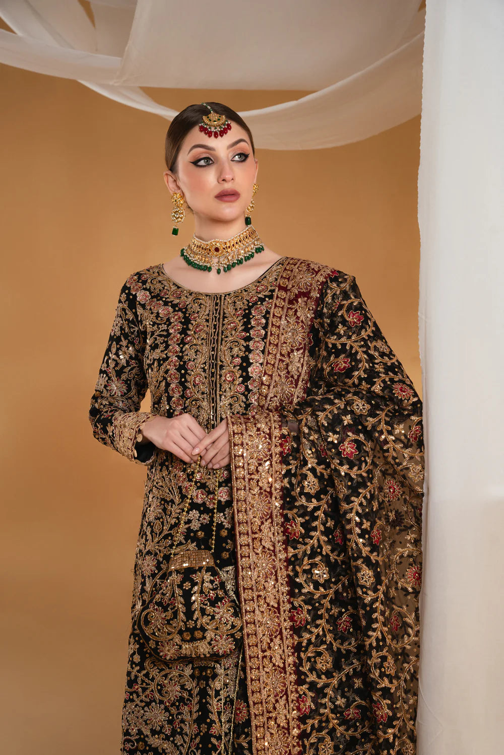 Anjali | Black Chiffon Embroidered Suit