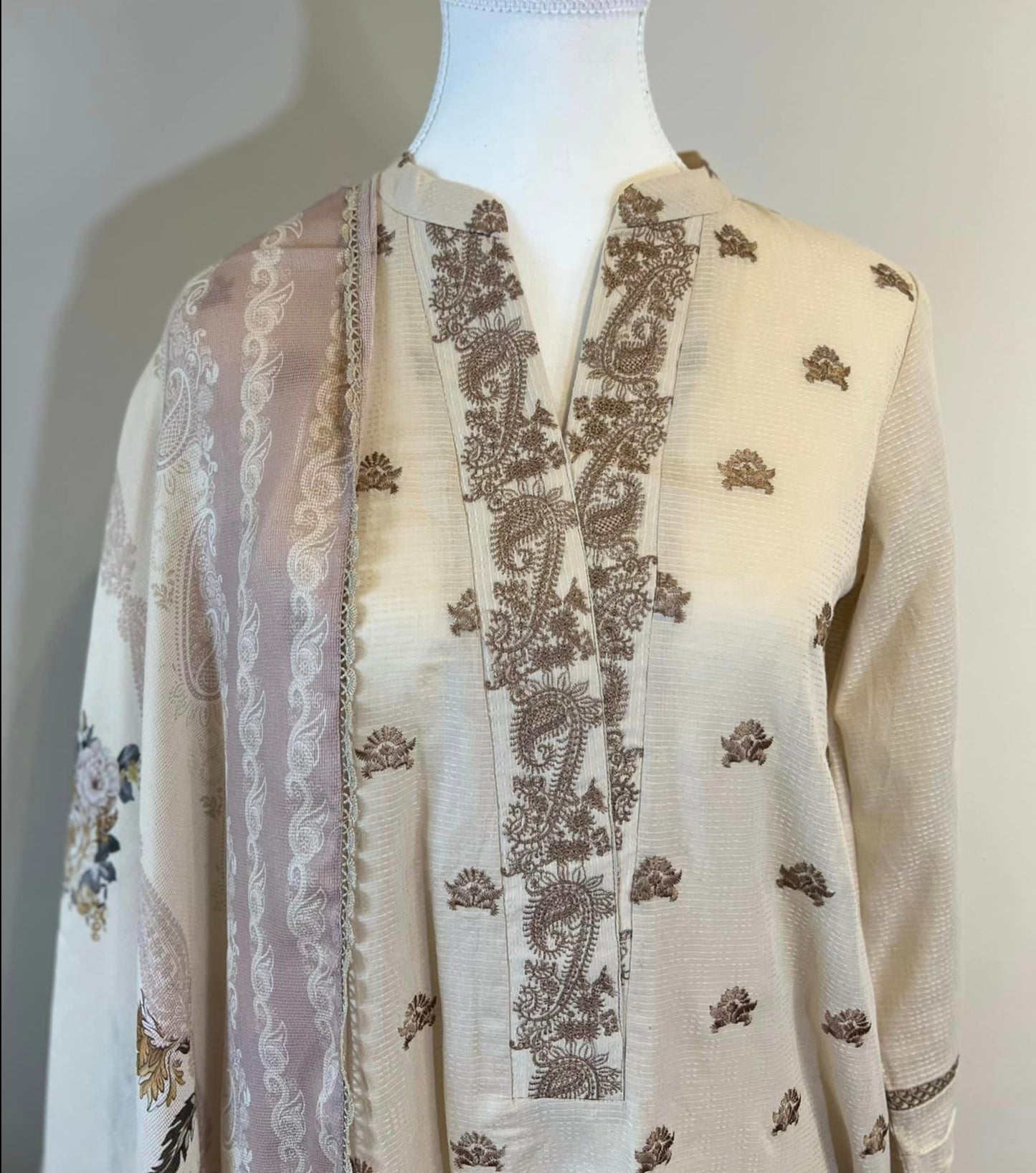 2 Piece | Khaadi Dyed with Embroidery in Beige