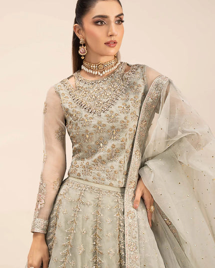 Maria B | Ice Blue Organza Hand Embellished Lehenga