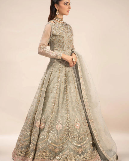 Maria B | Ice Blue Organza Hand Embellished Lehenga