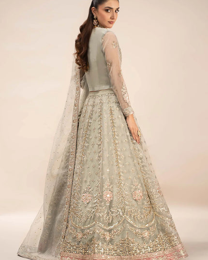 Maria B | Ice Blue Organza Hand Embellished Lehenga
