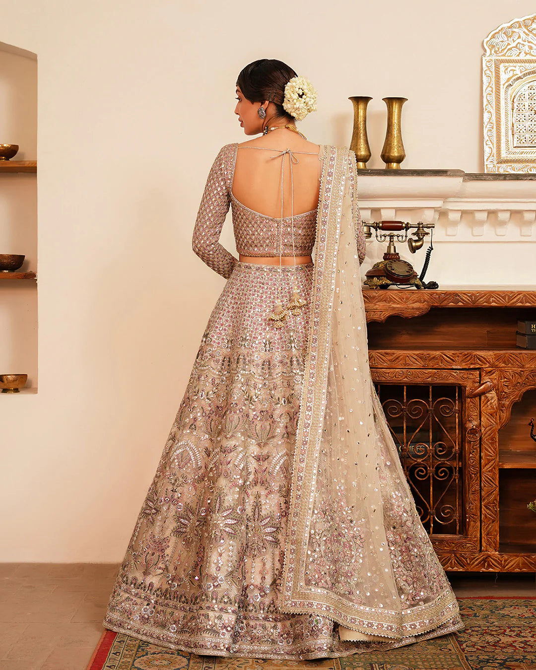 Faiza Saqlain | Embroidered Embellished Chiffon Lehenga Choli