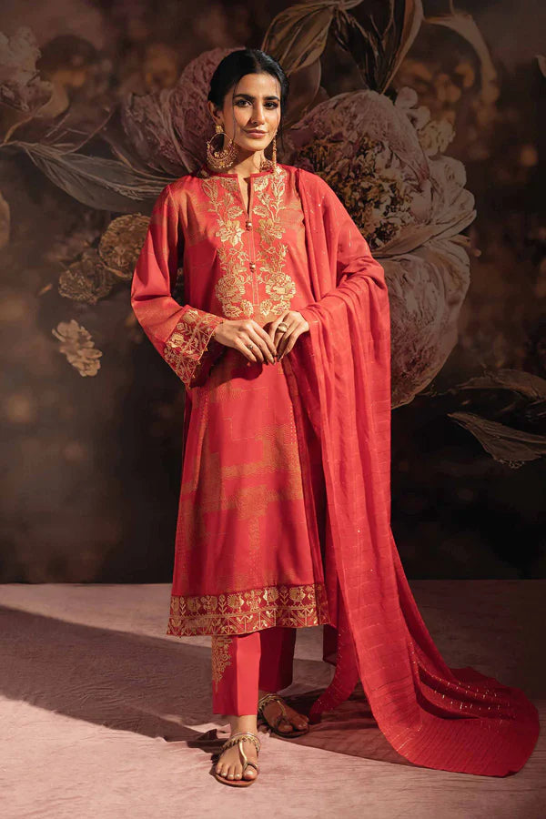 Women's Red Printed Suit