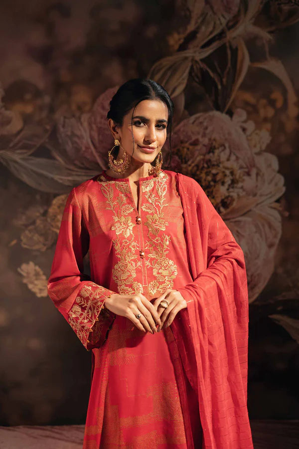 Women's Red Printed Suit