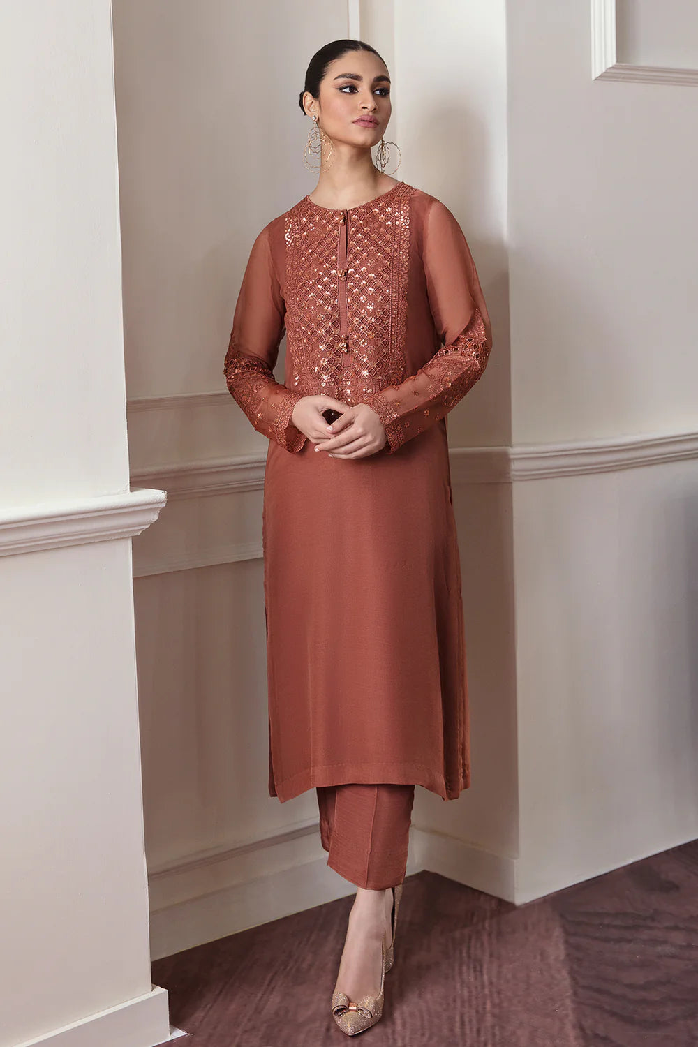 BAROQUE | Embroidered Chiffon Suit