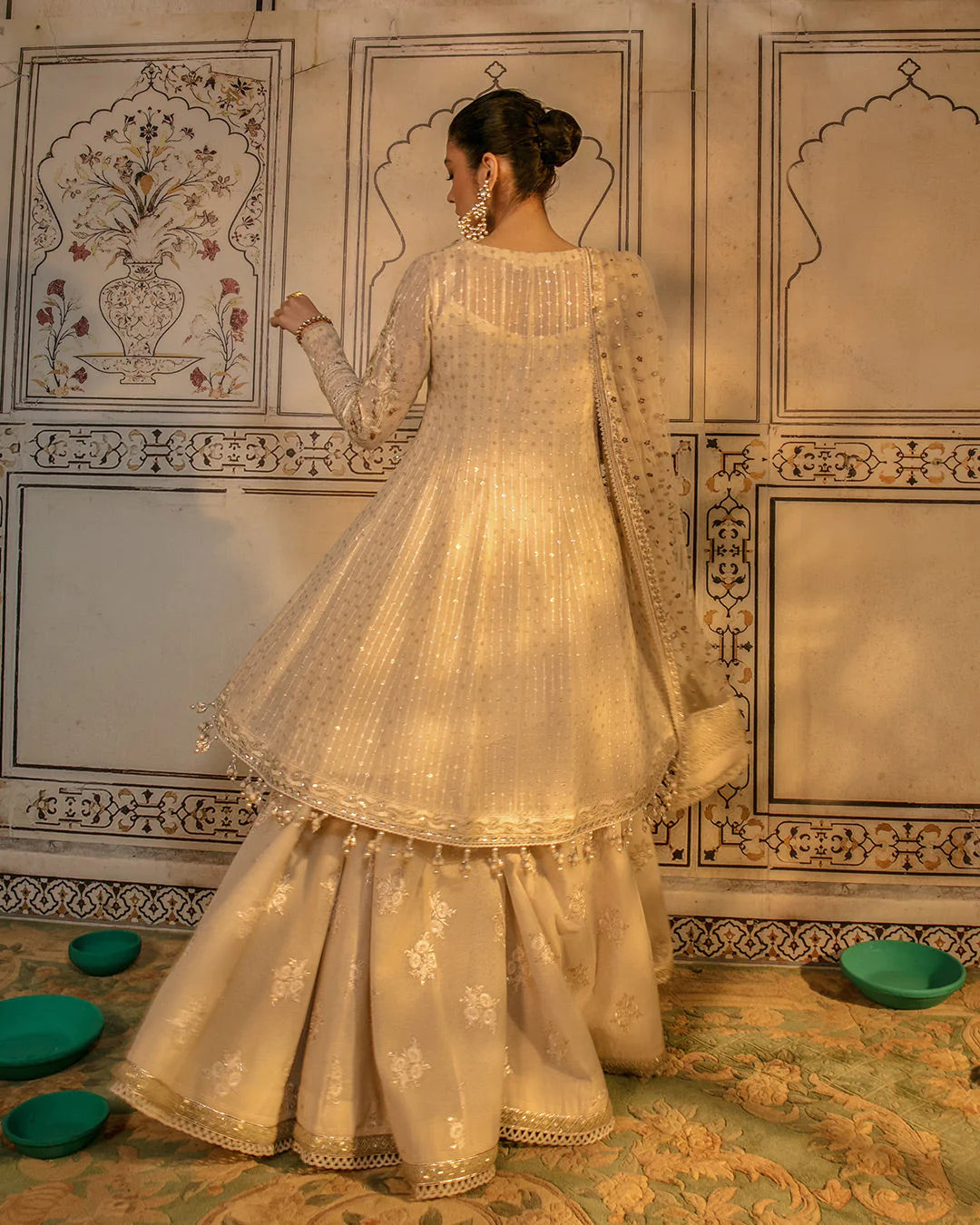 Faiza Saqlain | Embroidered Karandi Angrakha Sharara