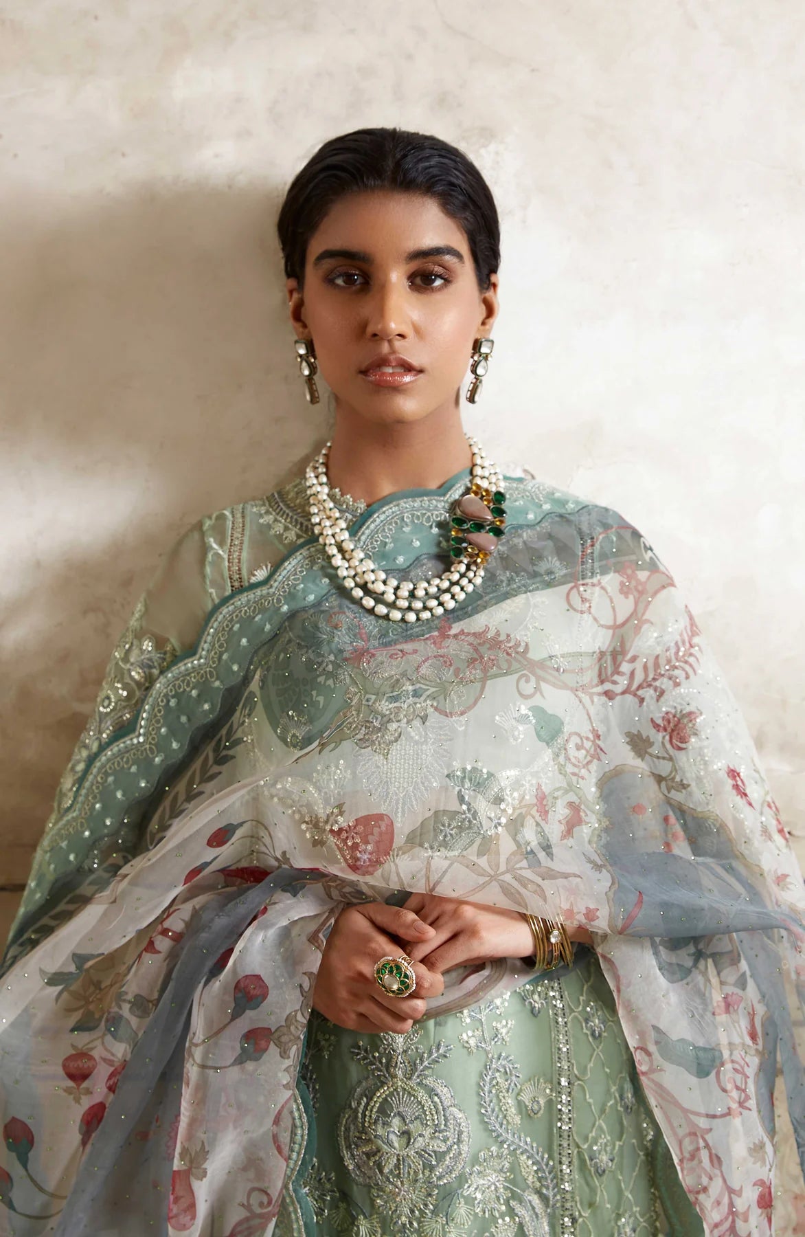 Gulbano | Organza Embroidered Long Shirt