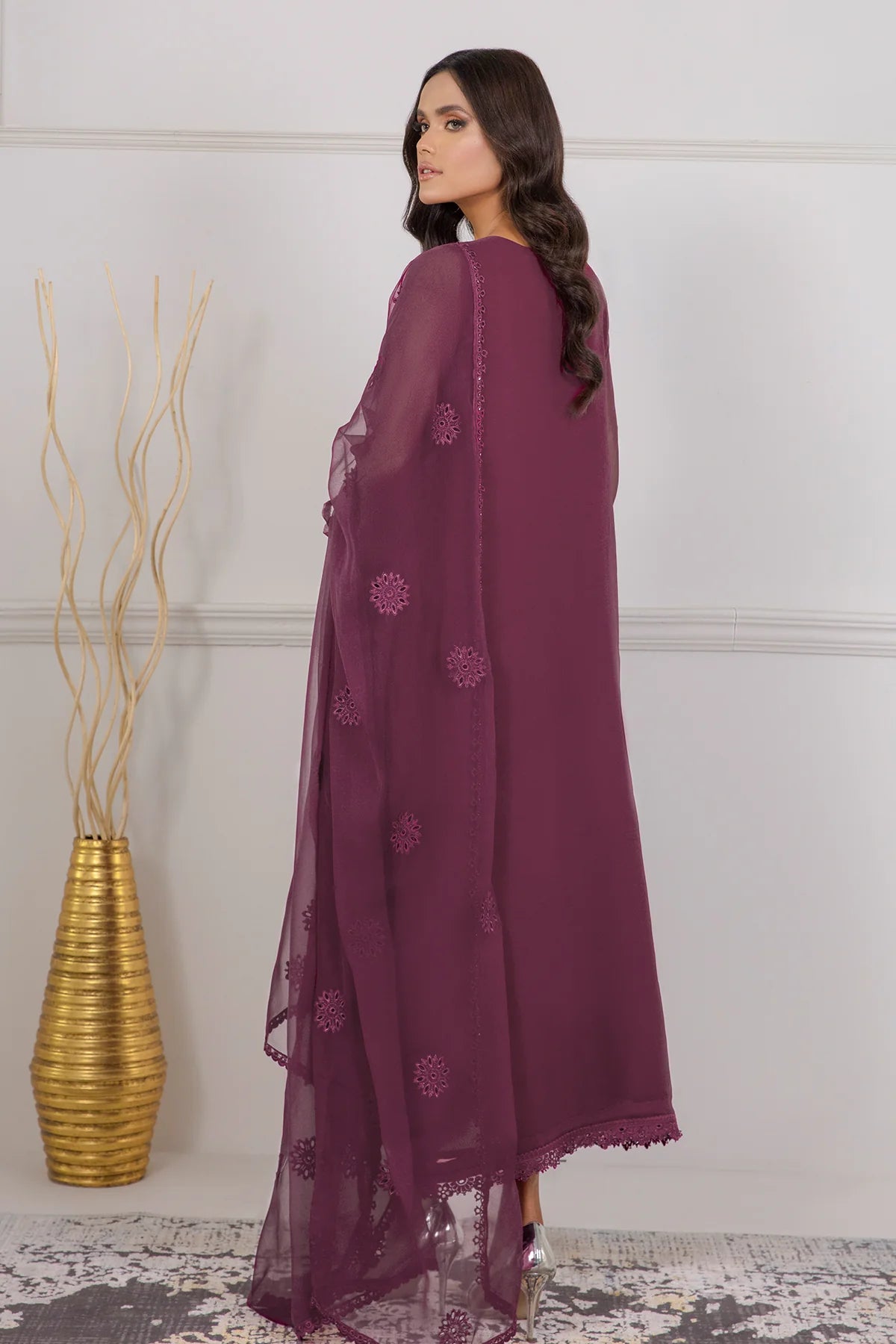 Women's Embroidered Chiffon Dress