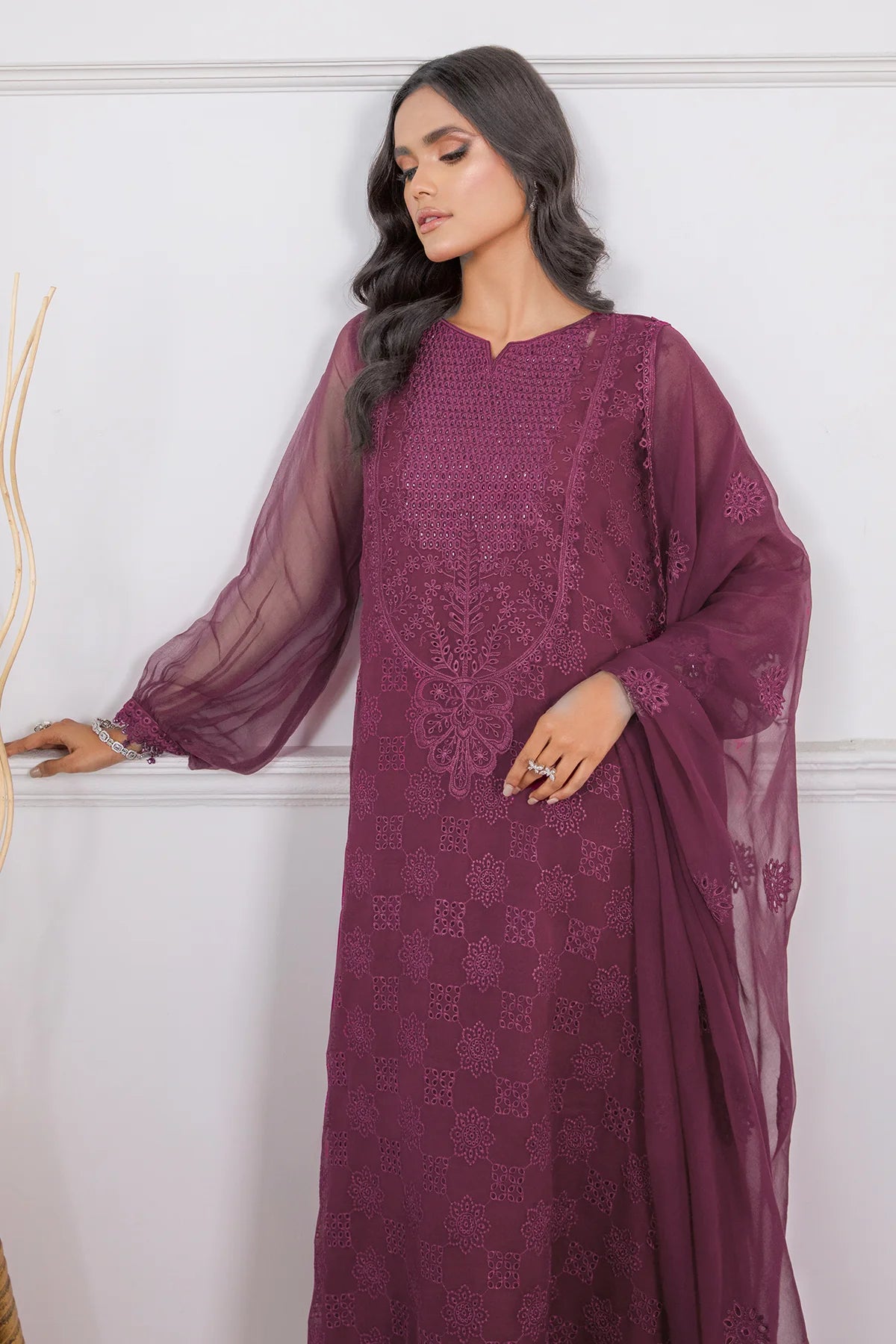 Women's Embroidered Chiffon Dress
