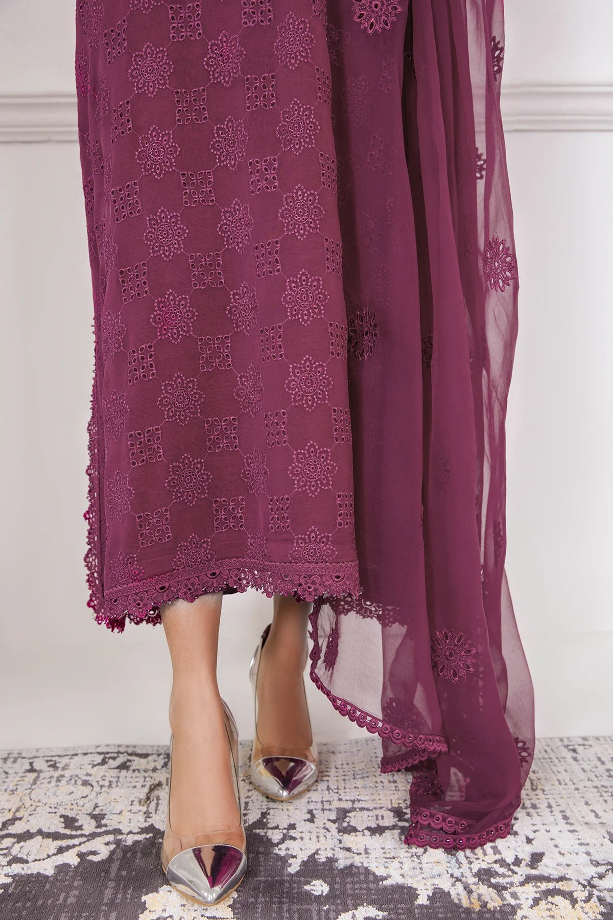Women's Embroidered Chiffon Dress