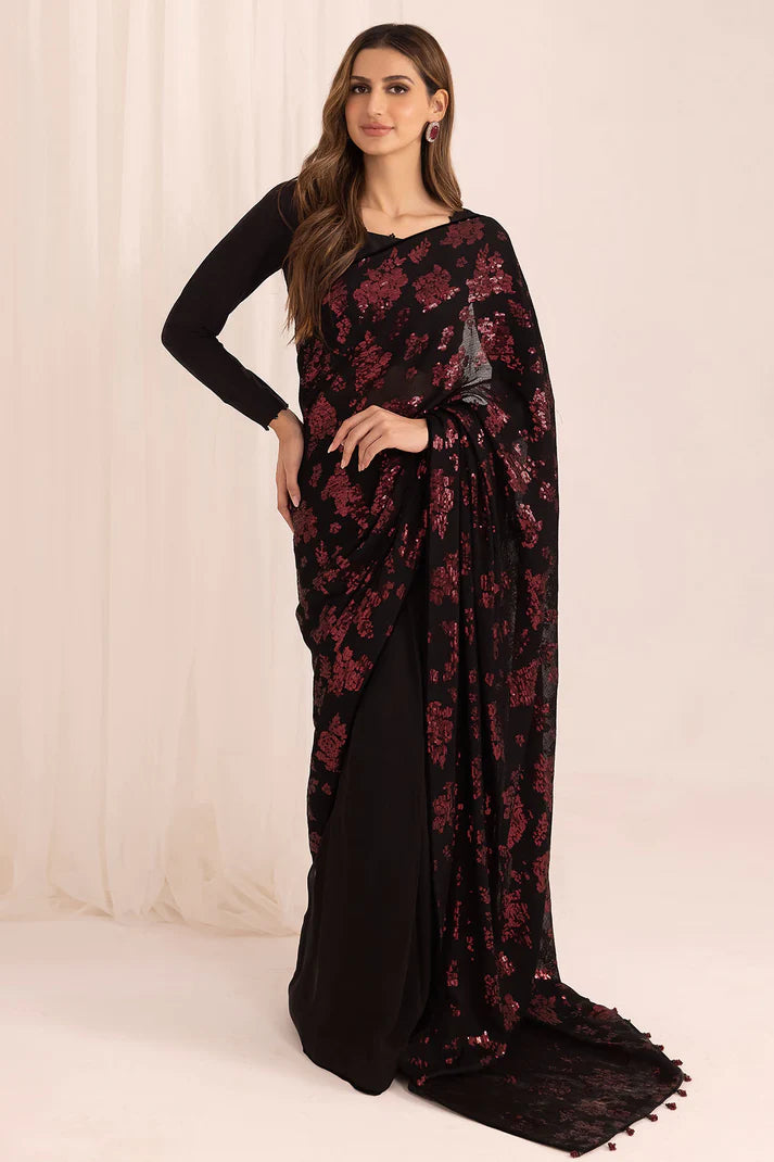 Mahi | Festive Wear Embroidered Black Saree
