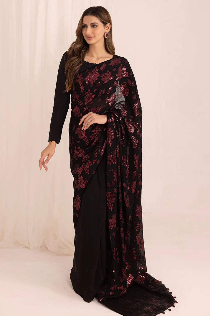 Mahi | Festive Wear Embroidered Black Saree