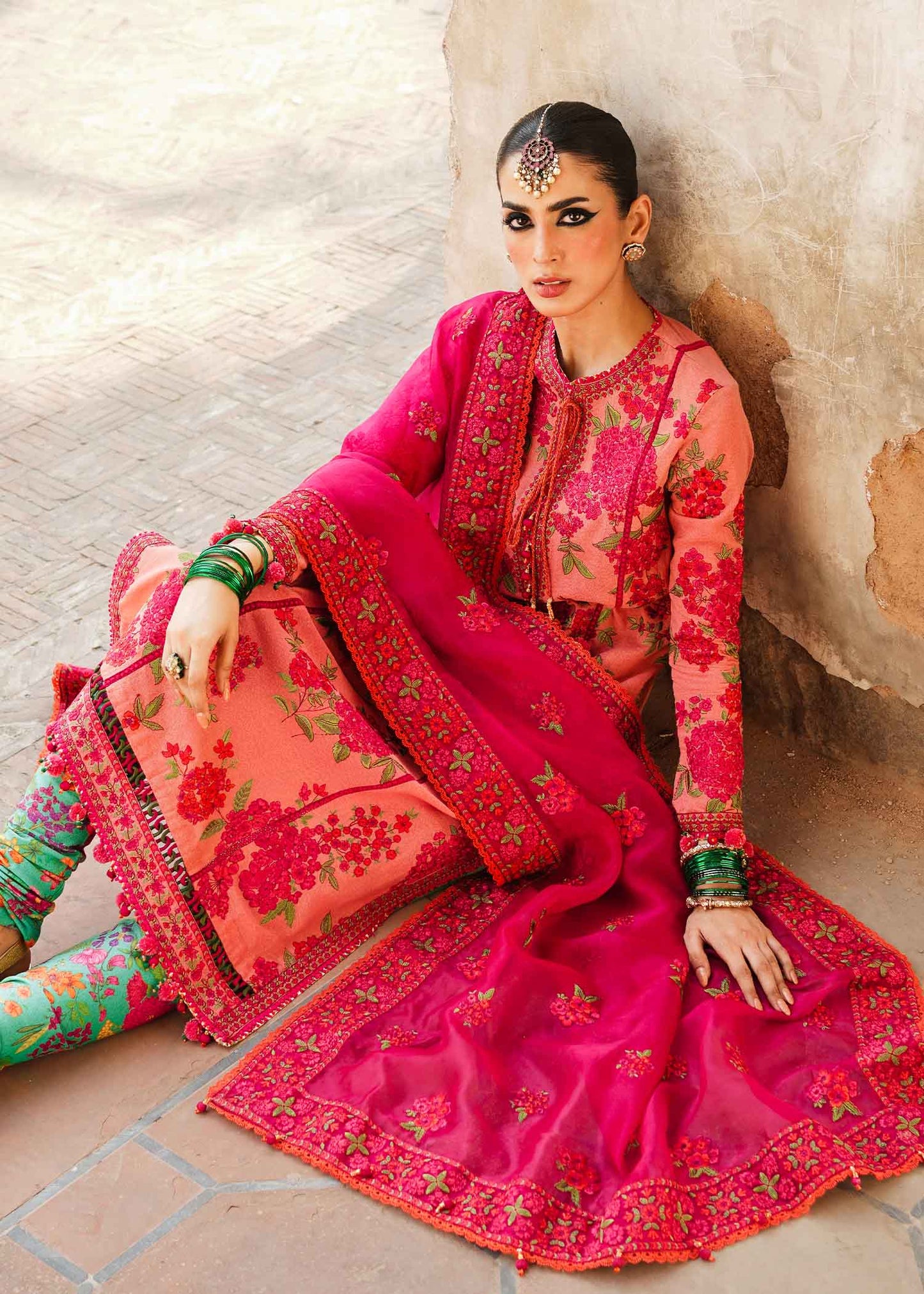 Hussain Rehar - Tulip | Embroidered Karandi Churidar