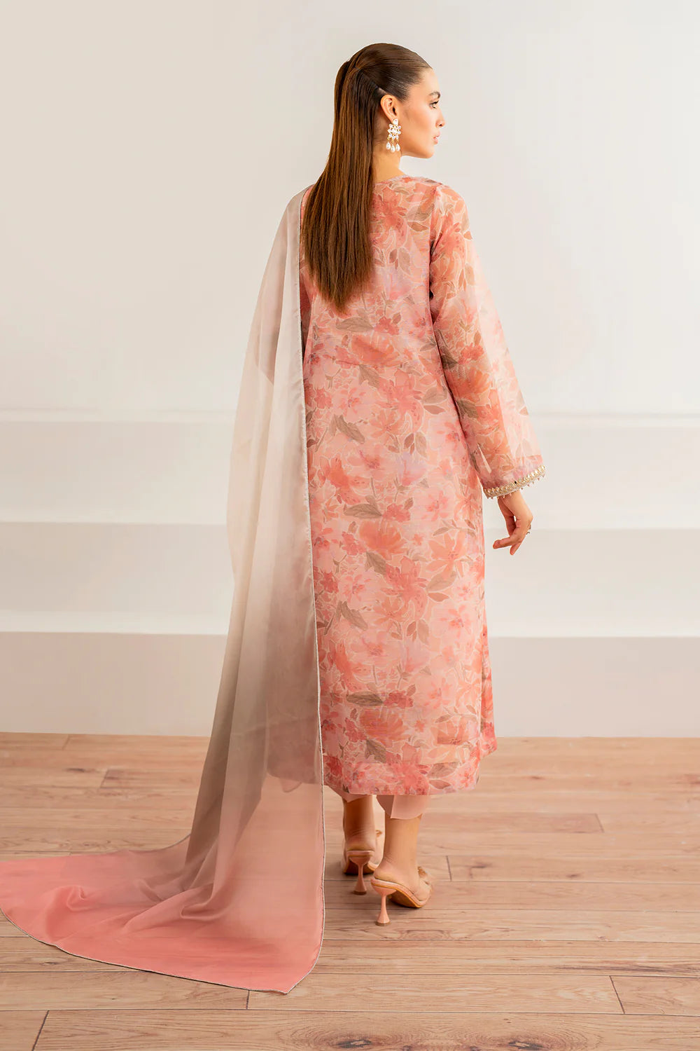 Baroque | Pink Embroidered Cotton Net Suit