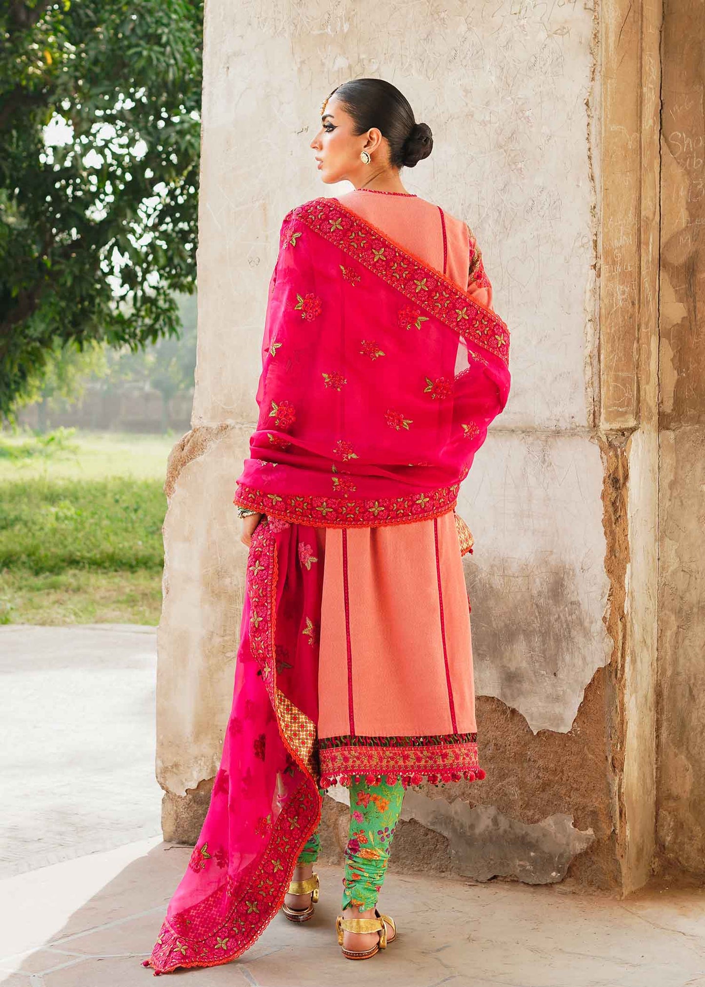 Hussain Rehar - Tulip | Embroidered Karandi Churidar