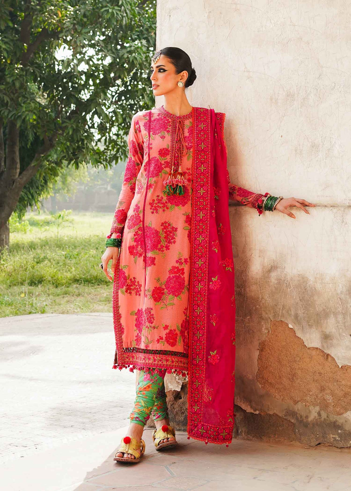 Hussain Rehar - Tulip | Embroidered Karandi Churidar