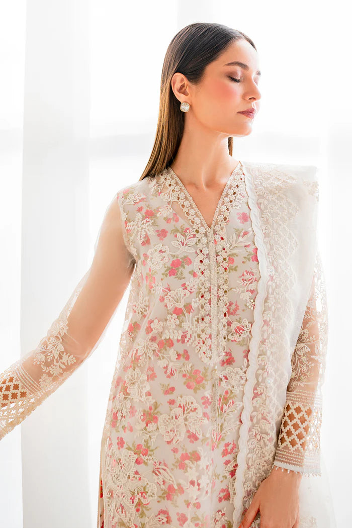 Baroque | White Organza Embroidered Suit