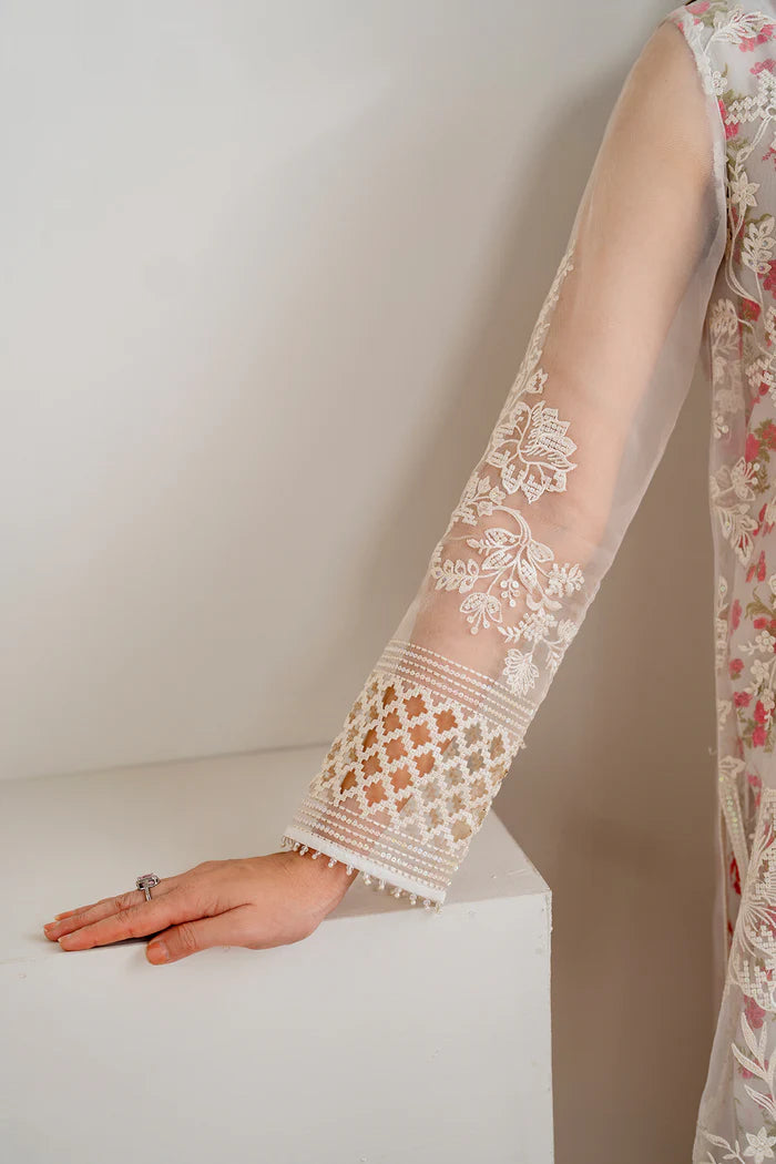 Baroque | White Organza Embroidered Suit