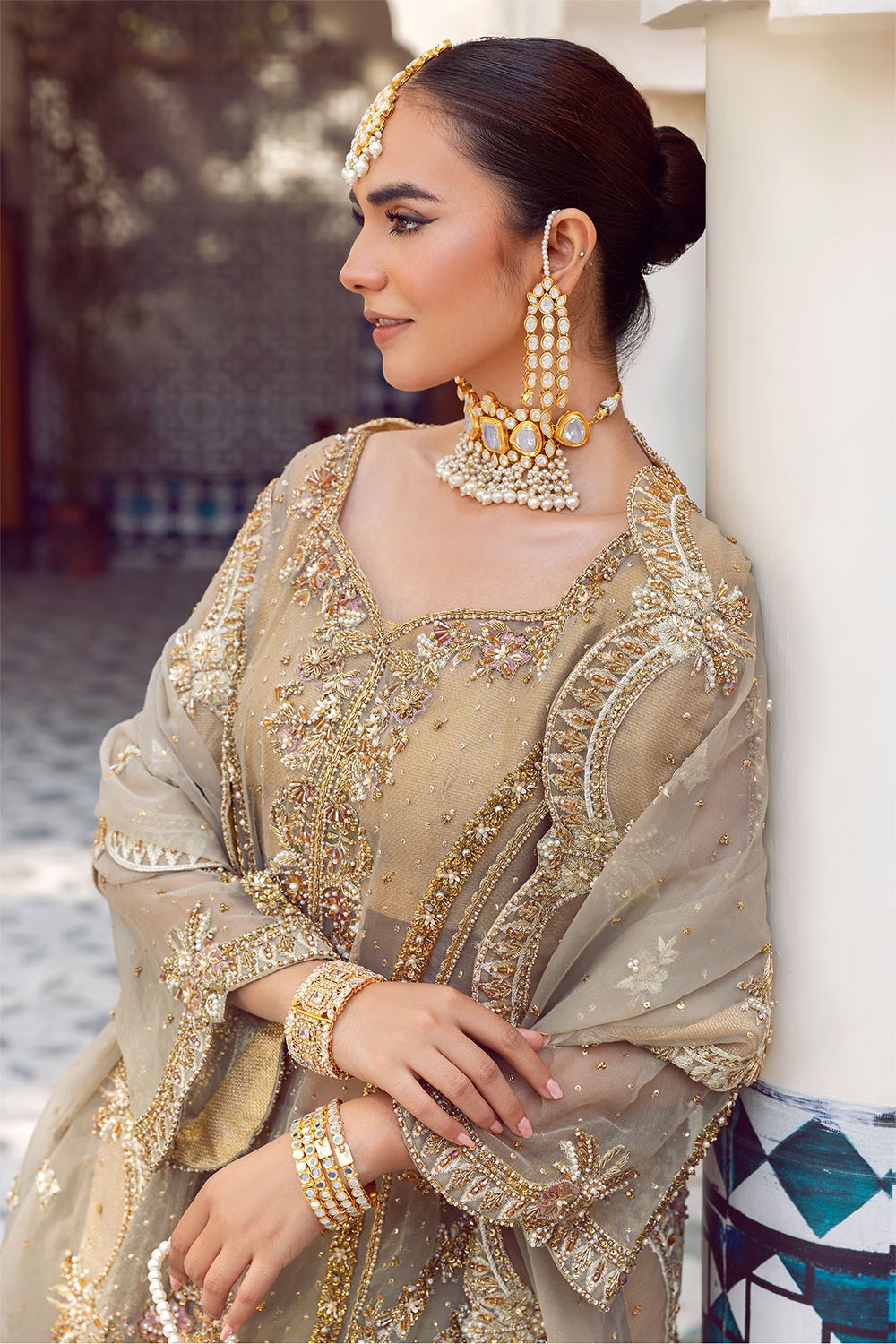 Ada | Dusty Green Organza Embellished Sharara