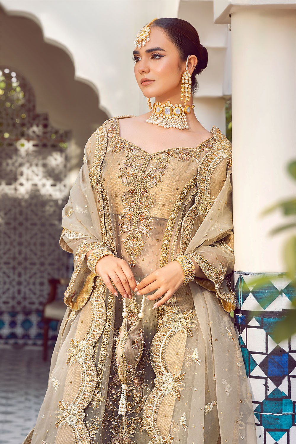 Ada | Dusty Green Organza Embellished Sharara