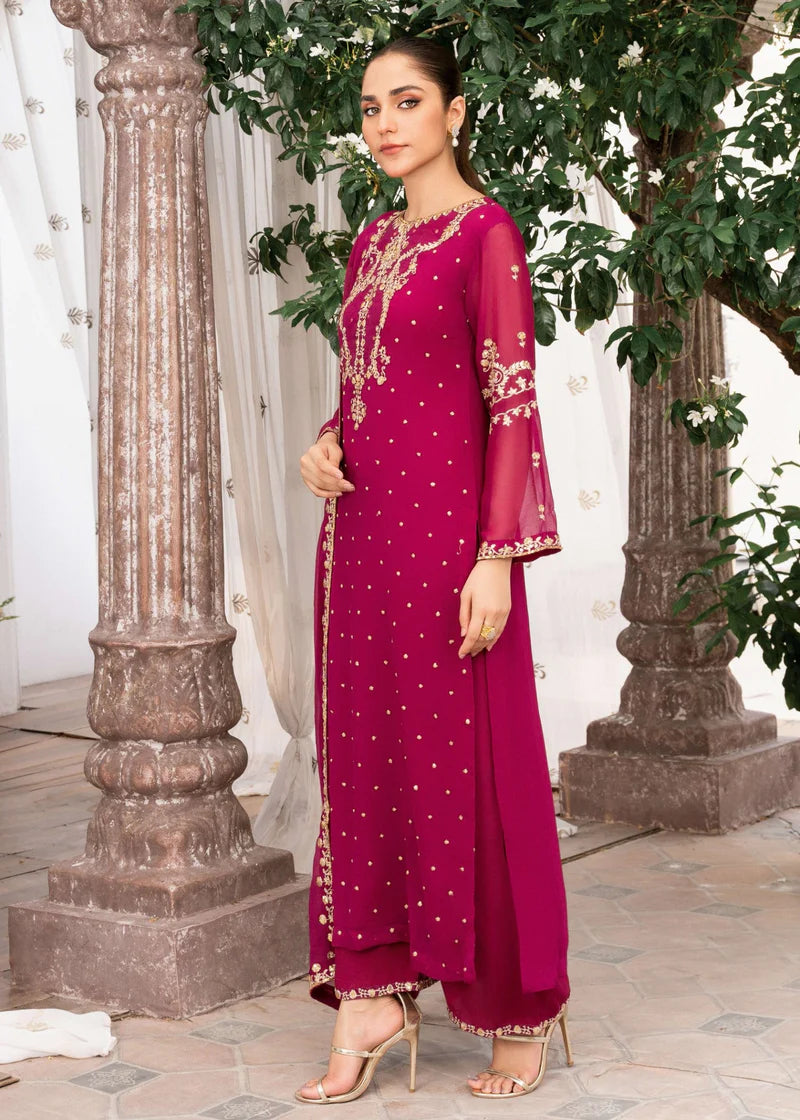 EREM | Pink Chiffon Embroidered Suit