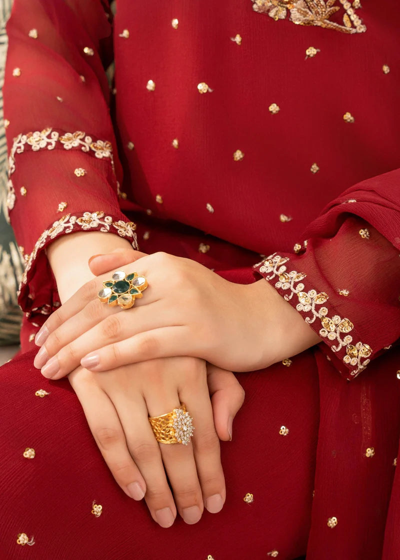 GULIZAR | Maroon Chiffon Embroidered Pishwas