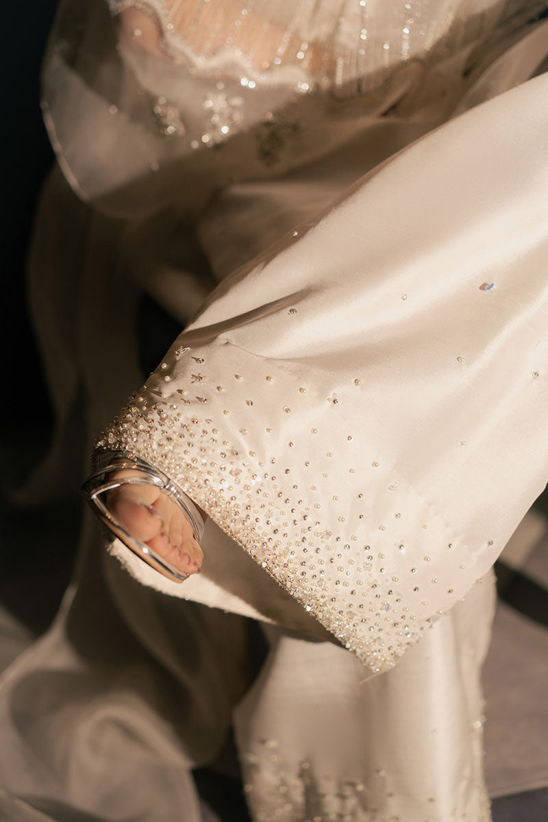Alba | White Korean Silk Embellished Suit