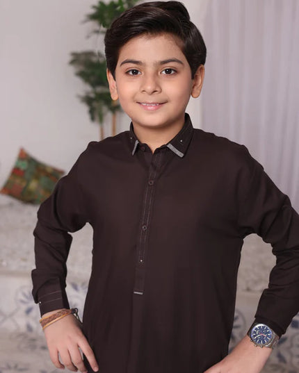 2 Piece | Boys Browne Kurta Set