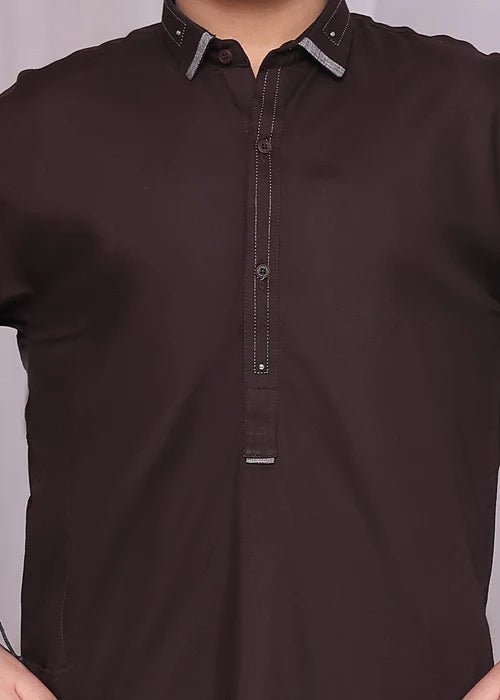 2 Piece | Boys Browne Kurta Set