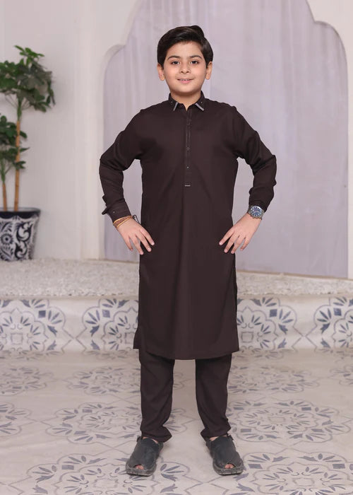 2 Piece | Boys Browne Kurta Set