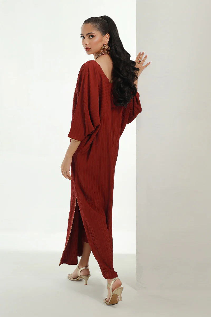 Nomani | Burgundy Embellished Kaftan