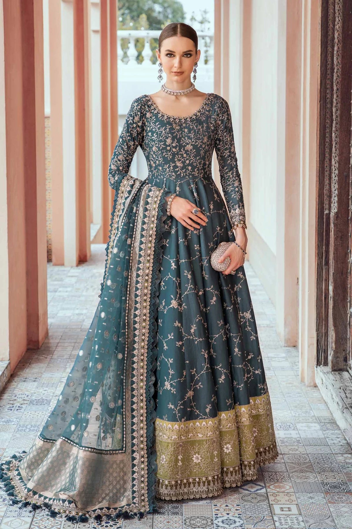 Maria B | Sateen Embellished Maxi Gown