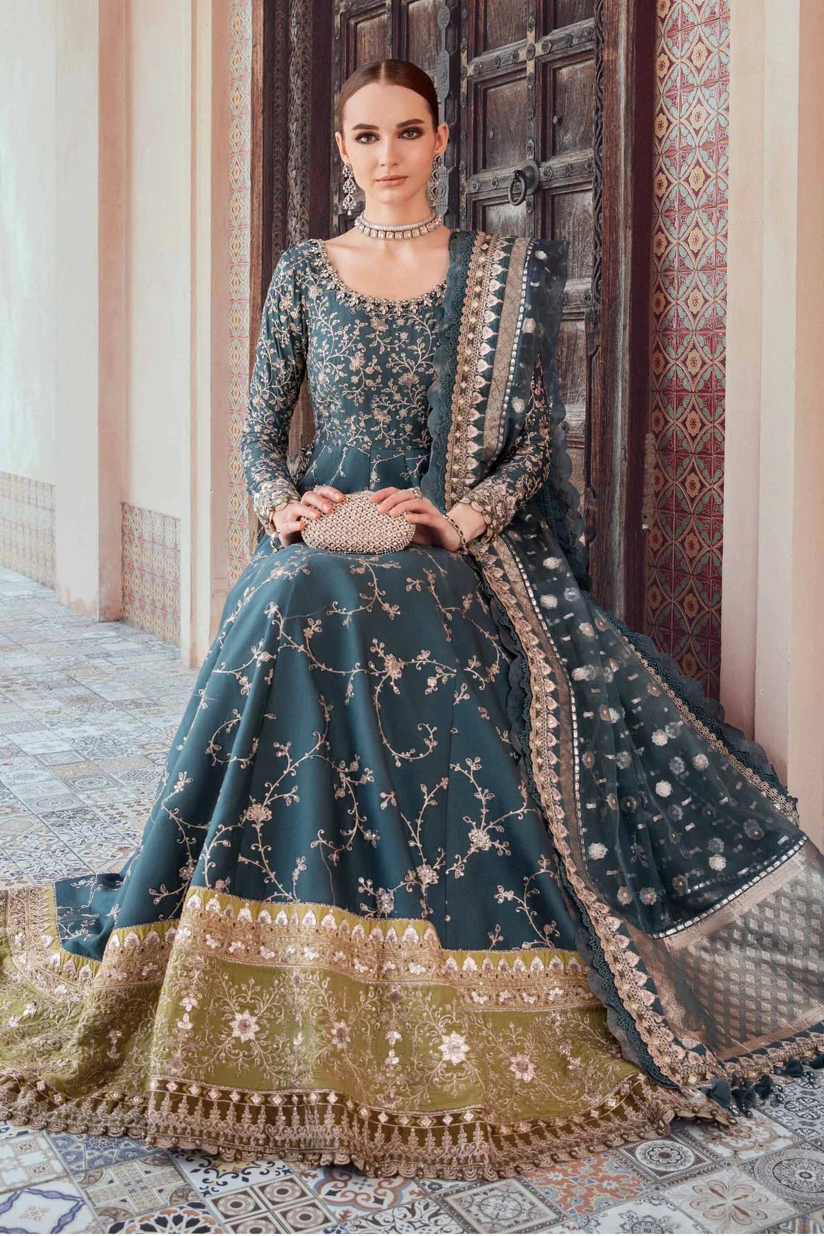 Maria B | Sateen Embellished Maxi Gown