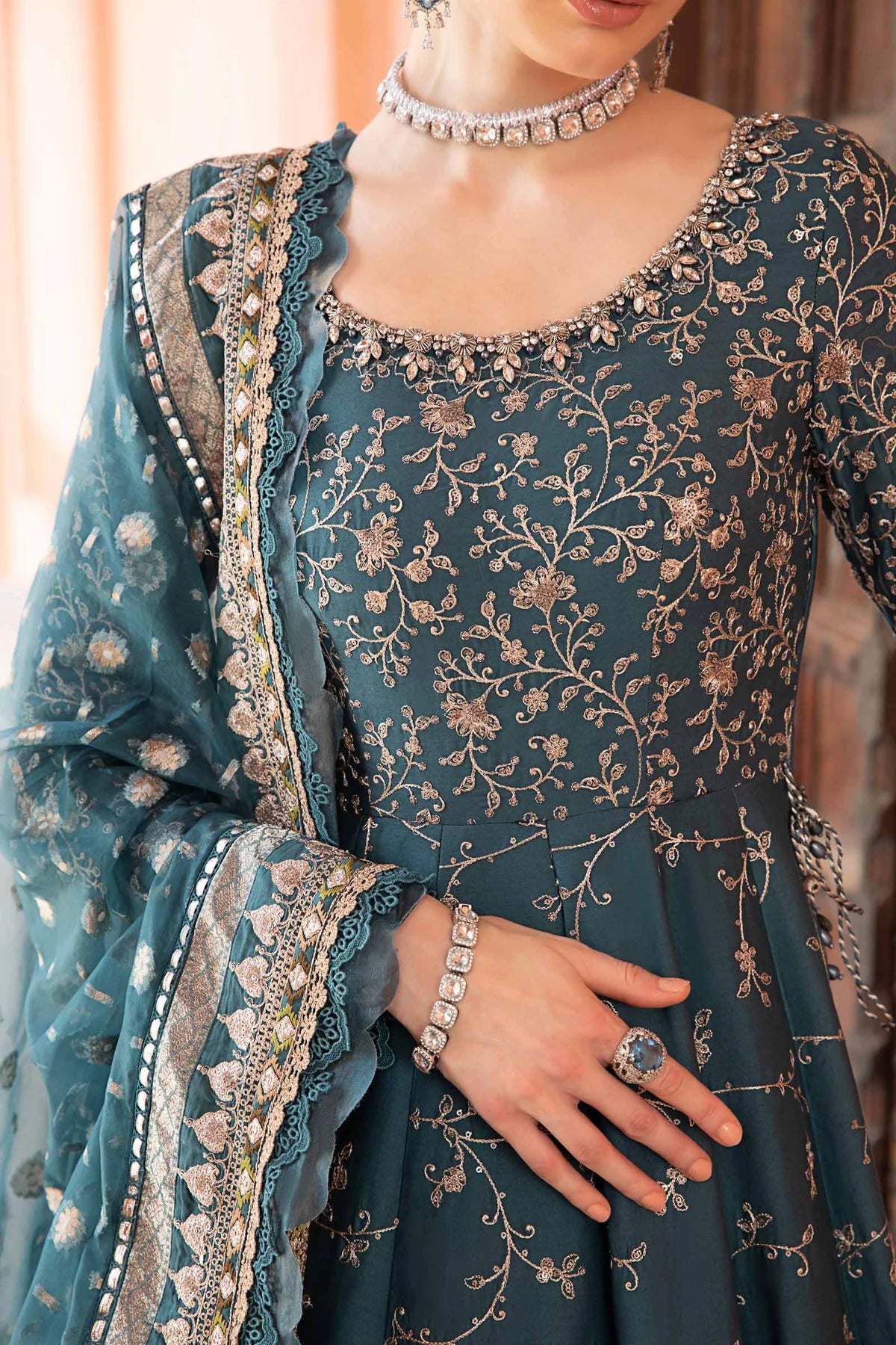 Maria B | Sateen Embellished Maxi Gown